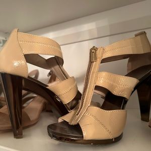 Michael Kors Patent Leather Berkeley zip heel - nude 9M